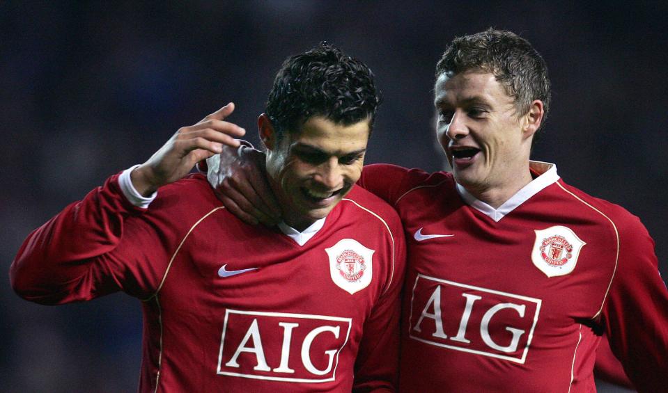 Cristiano Ronaldo pictured with Ole Gunnar Solskjaer in 2006