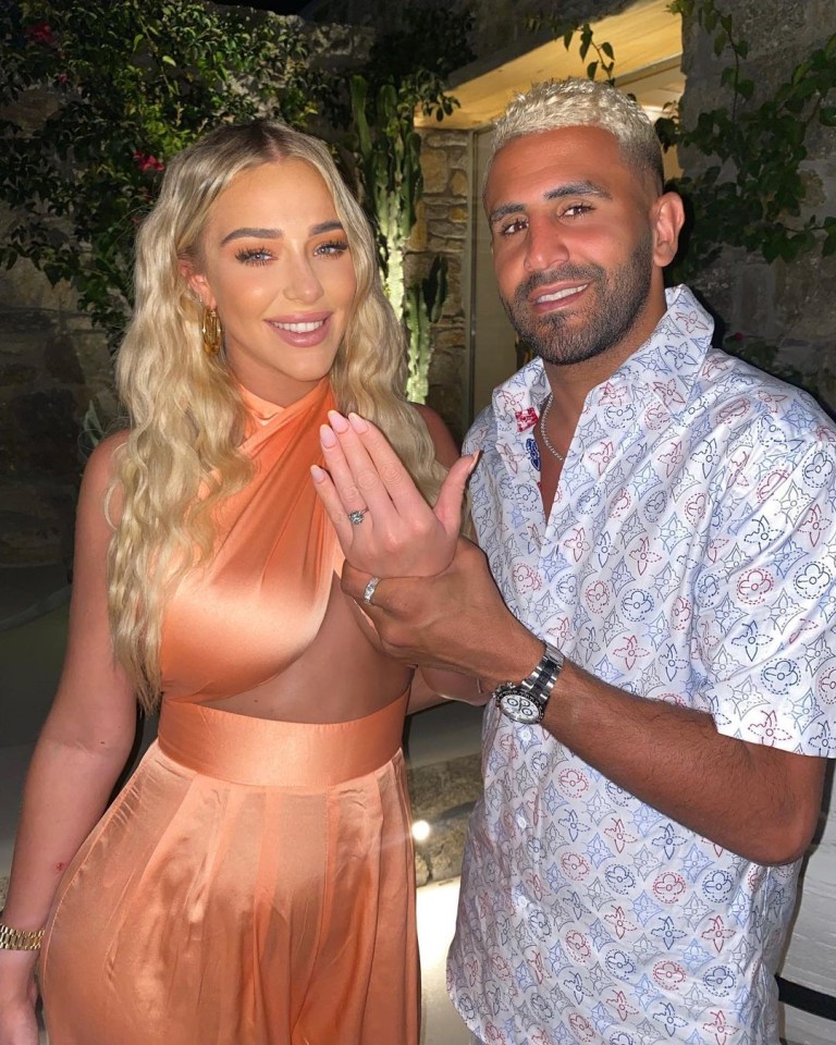 Riyad and fiancée Taylor with a £400,000 ring