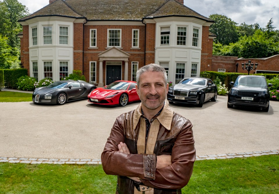 Shrewd Alfie Best with some of his supercars at his £5.4m Surrey mansion