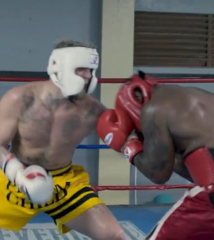 Jake Paul in sparring for his fight with Tyron Woodley