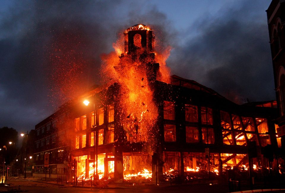 A furniture store in Croydon burned down by arsonists