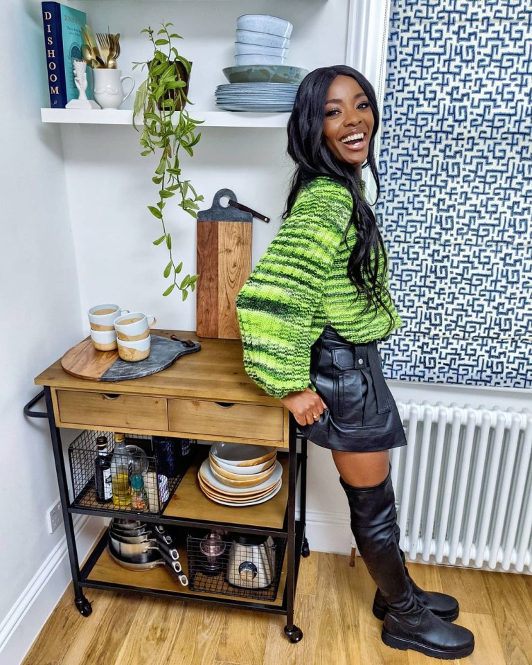 She has a matching bar cart - perfect for entertaining