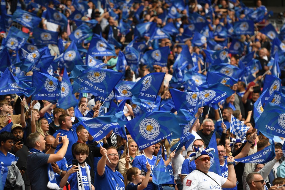 Fans flocked to Wembley to watch the Community Shield final with Leicester fans armed with 'Foxes never quit' flags