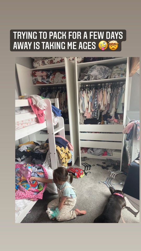 Mum-of-22 Sue Radford showed off a huge pile of clothes as she prepared for a family break away