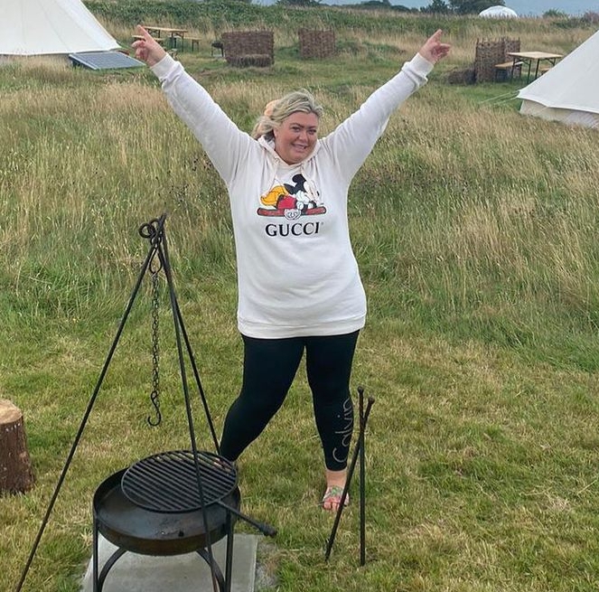 Gemma Collins is enjoying a £170 a night camping site as she embraces nature