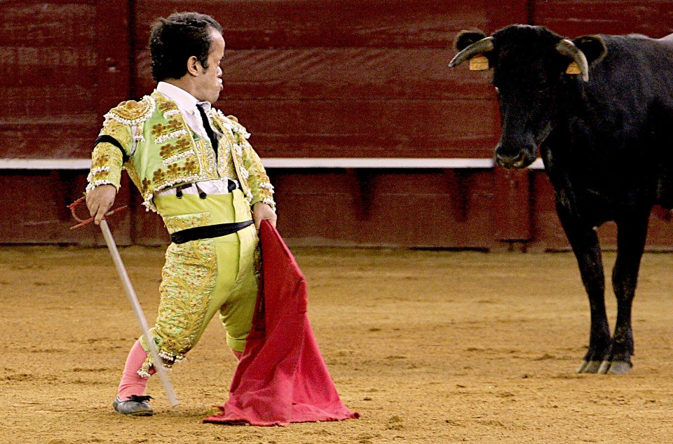 The tradition sees people with dwarfism fight bulls