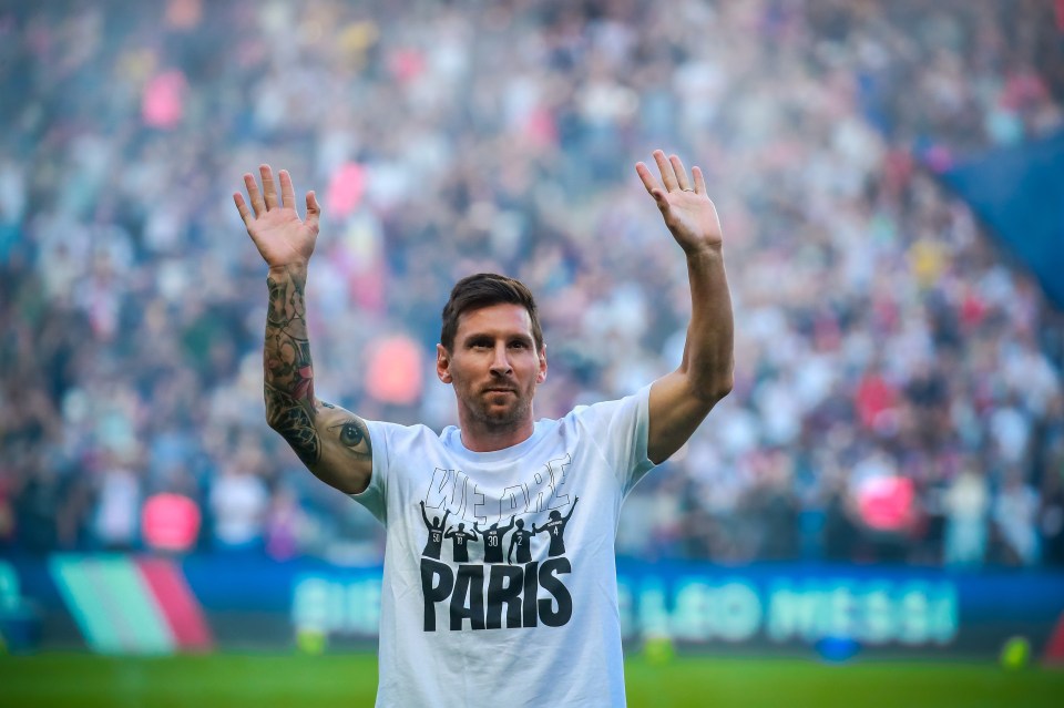 Messi appeared at the Parc des Princes before PSG's home game against Strasbourg