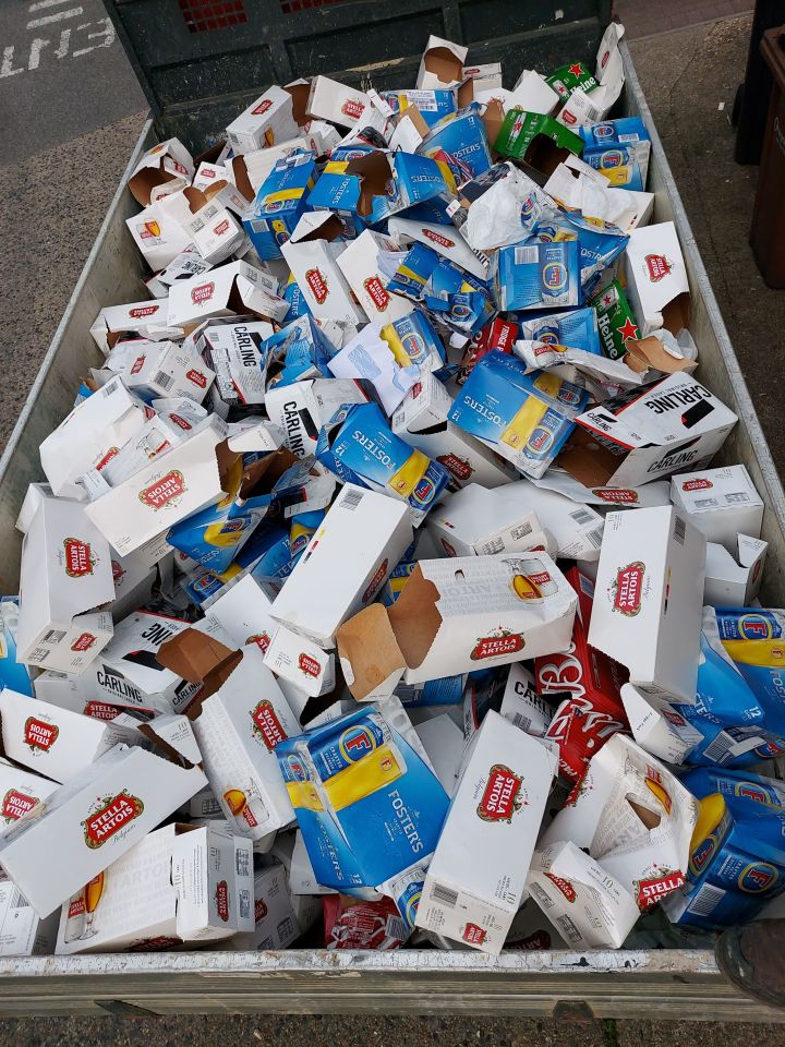 A massive skip bin was used to clean the mess