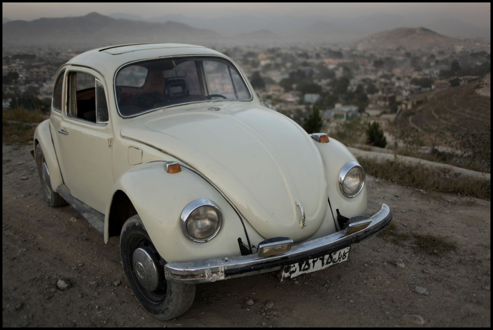 The Volkswagen Beetle car he used to drive in Afghanistan