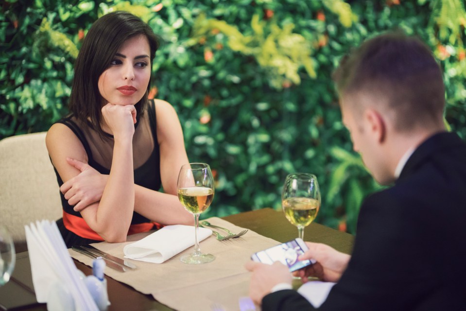 A woman was left "shocked" when her date's "dead ex" turned up at the restaurant