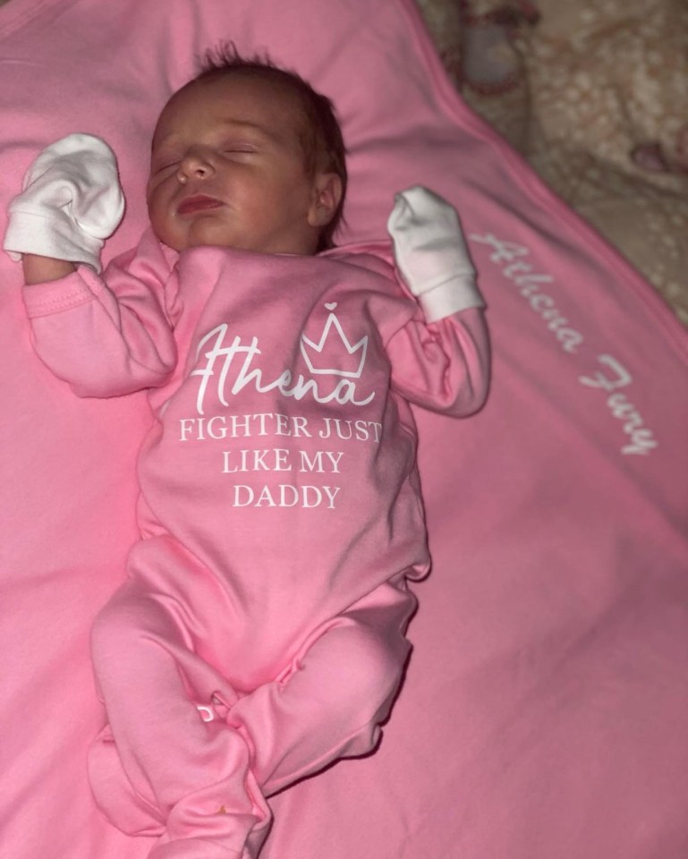 Baby Athena wore a 'fighter just like my daddy' outfit