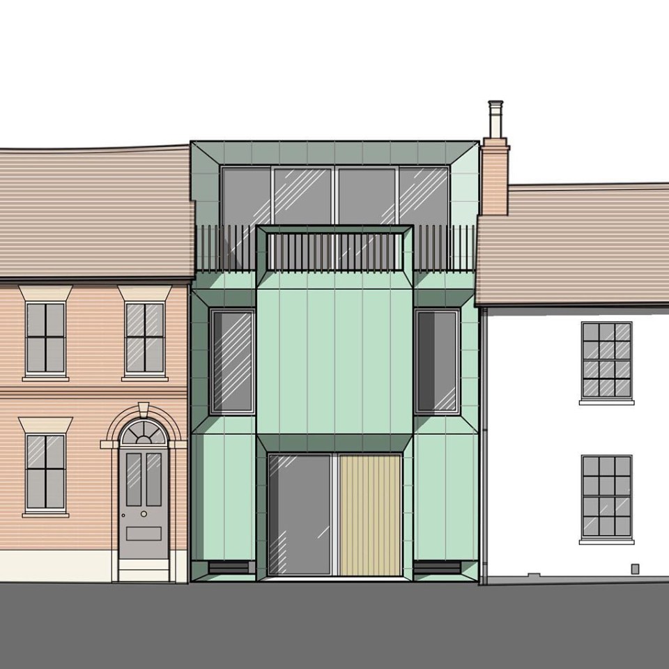 An architect's drawing submitted with plans for the studio