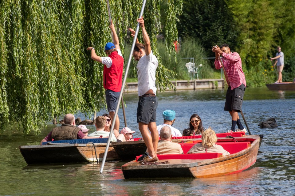 Punters enjoying a sunny day down the River Cam in Cambridge