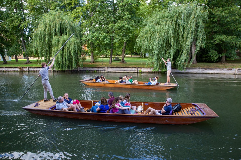 Punters enjoying the balmy weather in Cambridge