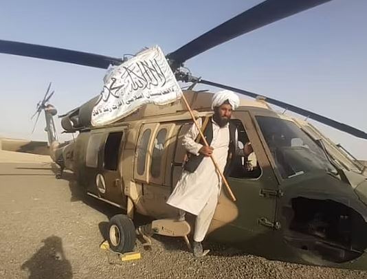 Taliban insurgents appeared to take a Black Hawk helicopter for a joyride