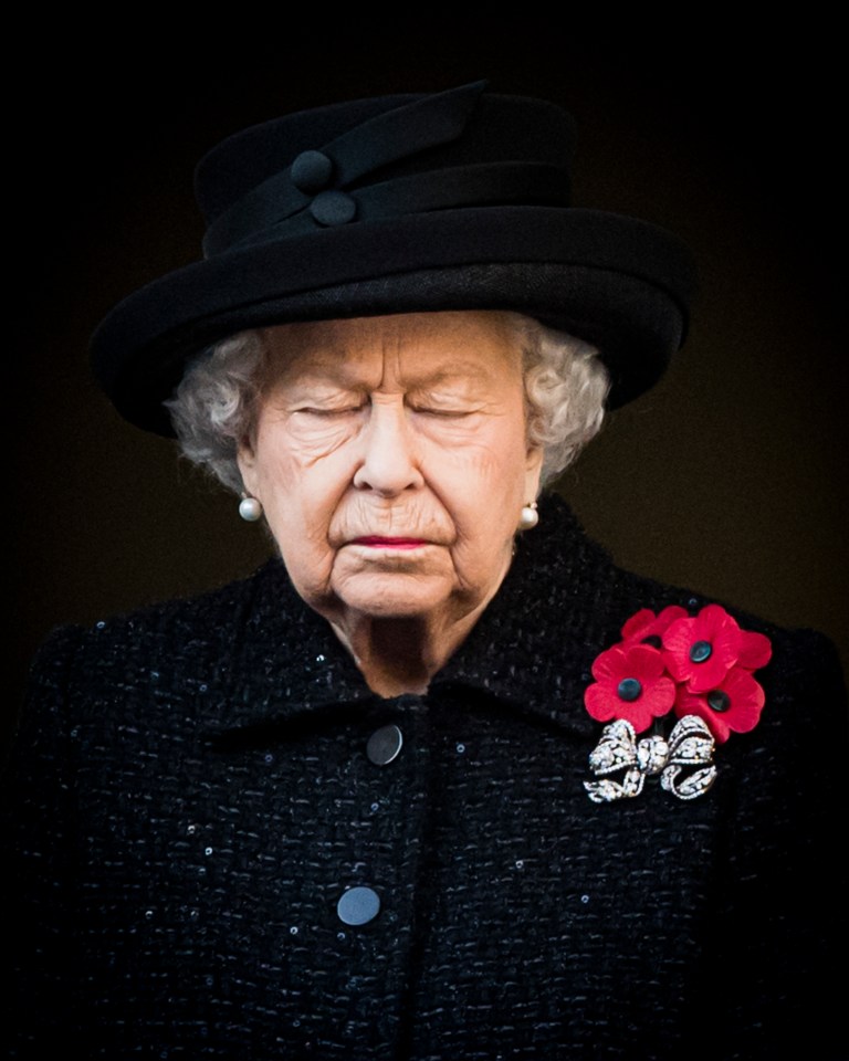 The Queen attends the annual Remembrance Sunday memorial at The Cenotaph on November 10, 2019 in London