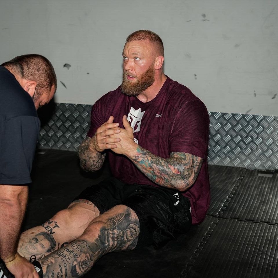 Bjornsson is put through his paces in training