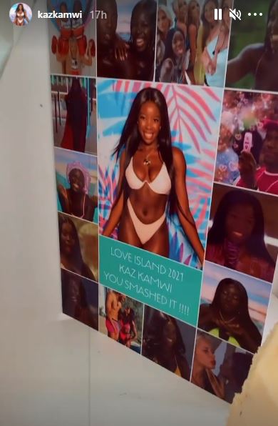 The card had a collage of snaps from Kaz's time on Love Island