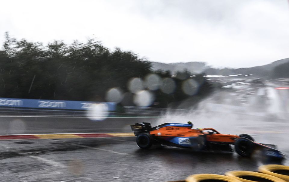 Lando Norris lost control of his McLaren on the high-speed Eau Rouge bend