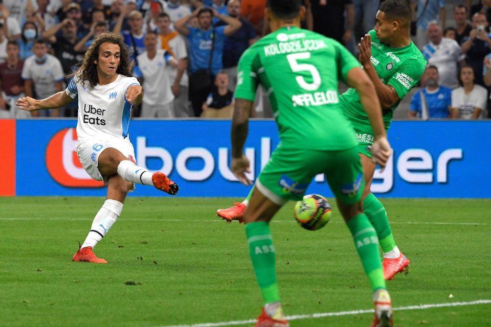 Matteo Guendouzi scored the first of Marseille's three goals as they beat St Etienne on Saturday