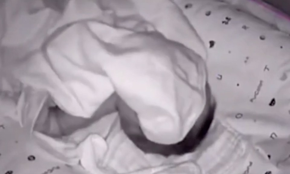 The mum watched as her newborn son struggled to breathe with a blanket over his face