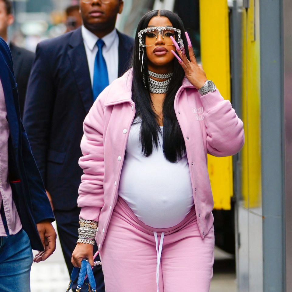 Cardi-B has swapped her usual bikinis for trackies and comfier outfits in the third trimester of her pregnancy