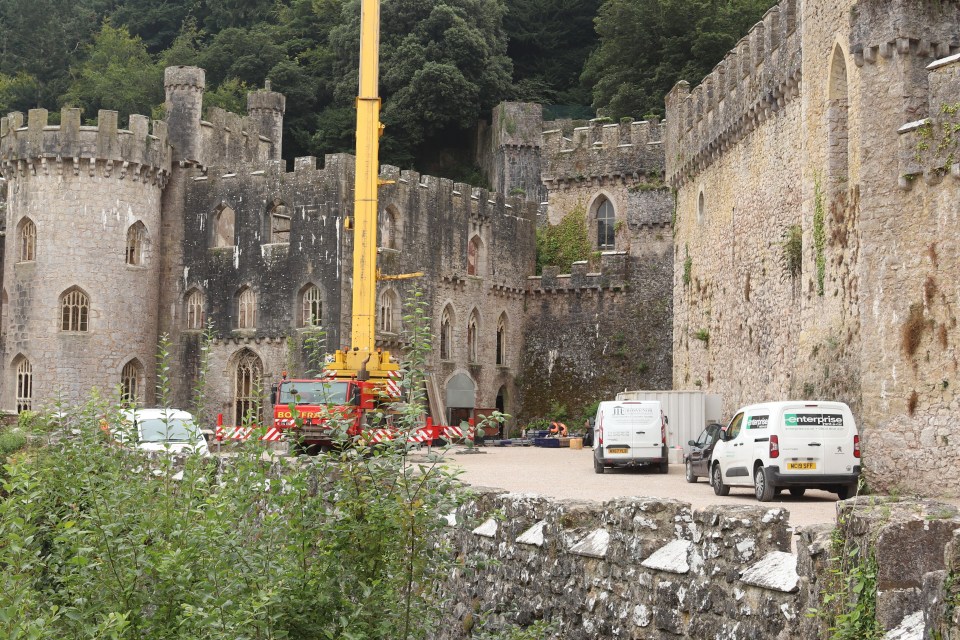 Cranes and workmen are on site reading the historic building ahead of the new series