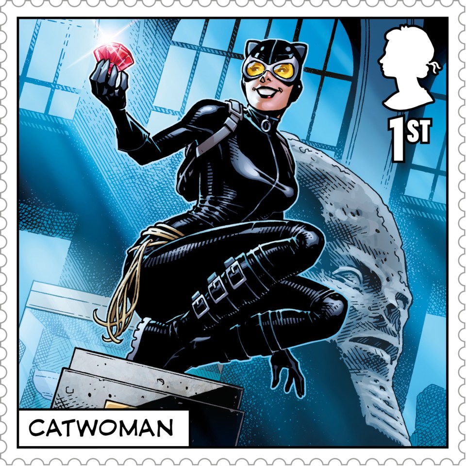 The full set of 18 stamps, which includes Catwoman, retails at £16.20