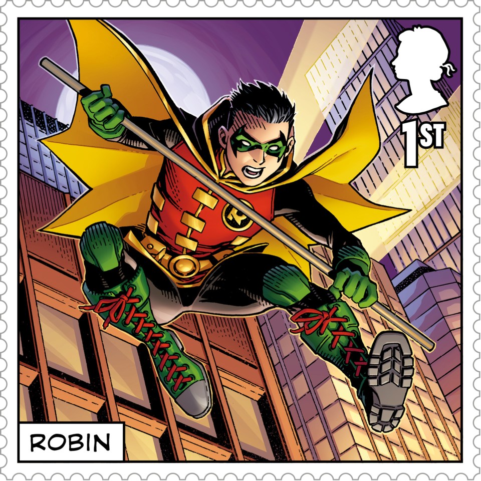 The Caped Crusader, his allies, like Robin, and ­enemies feature in the DC Comics-themed Royal Mail collection