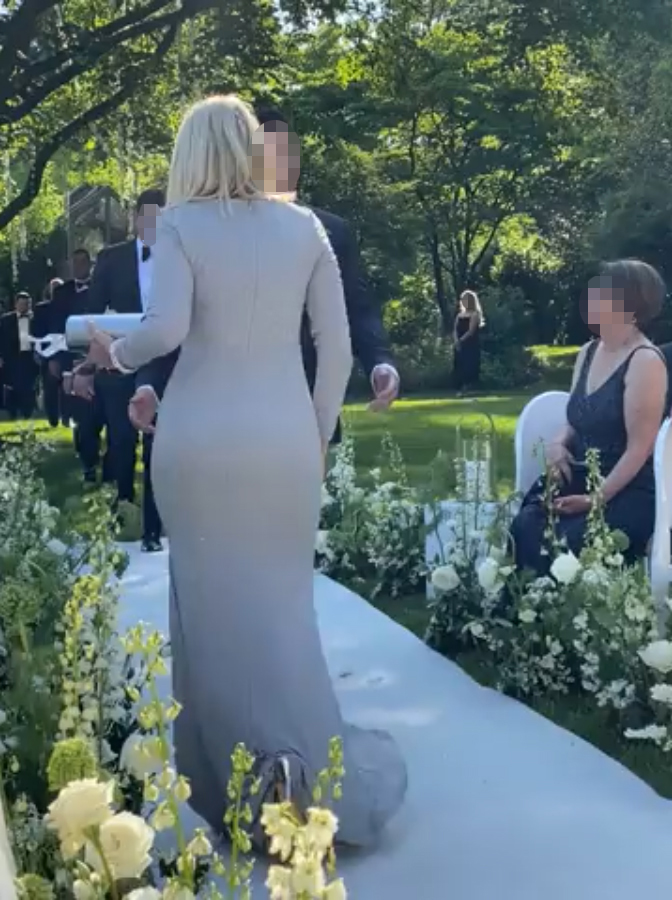 Not only did she wear off-white but she also walked down the aisle