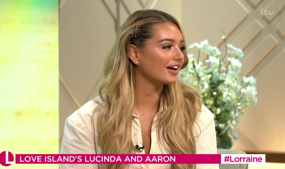 Lucinda Strafford appeared on ITV's Lorraine today after being dumped from Love Island with Aaron Francis