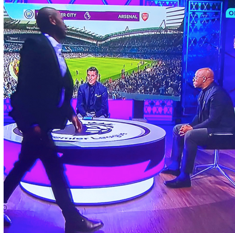 Wright and his son Shaun were doing punditry on Arsenal's clash with City at the Etihad