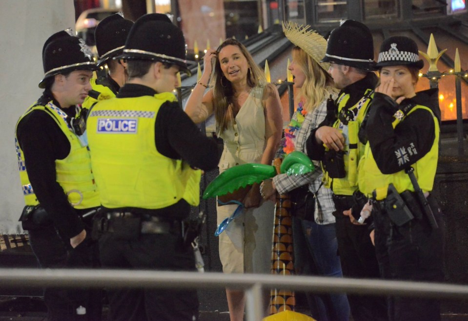 Police chatted to revellers outside of a club in Newcastle