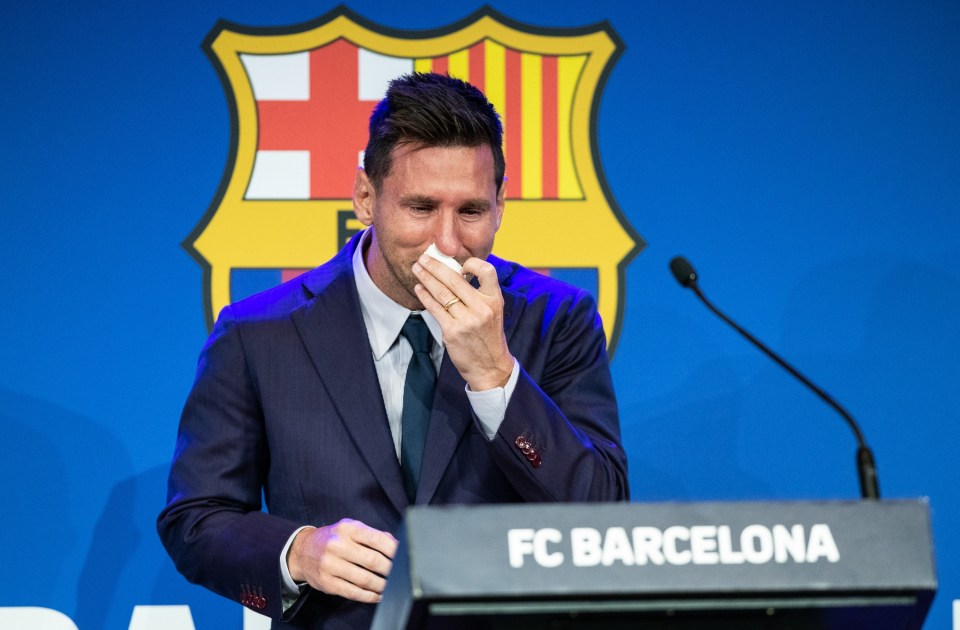 Lionel Messi broke down in tears during his goodbye press conference