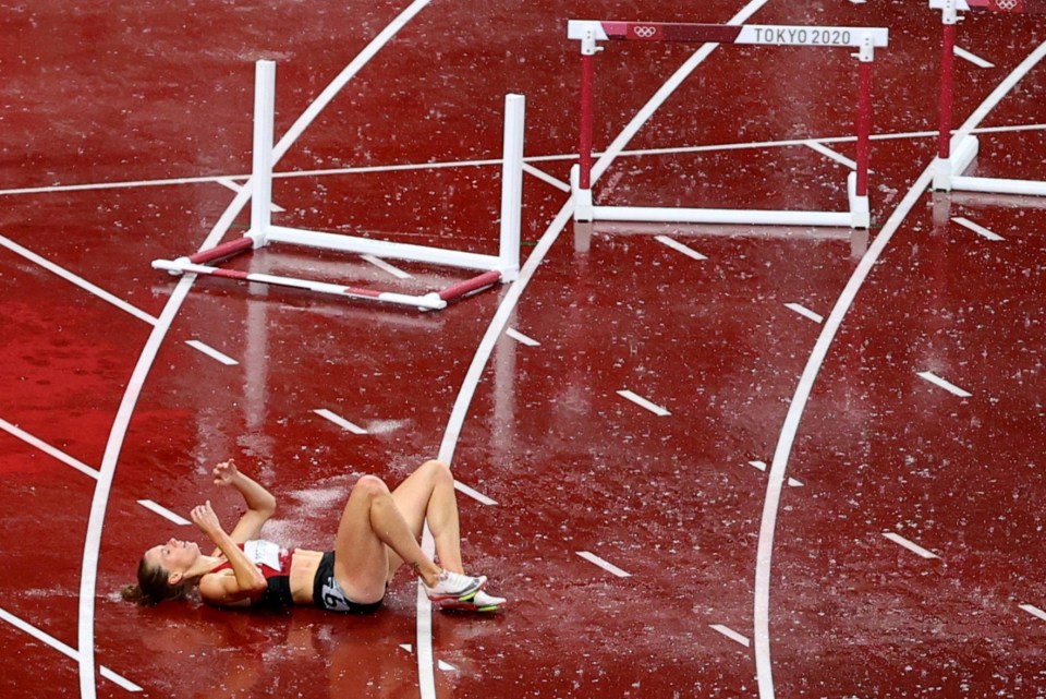 Tokyo’s rainy weather proved too much for Danish athlete Sara Slott Petersen