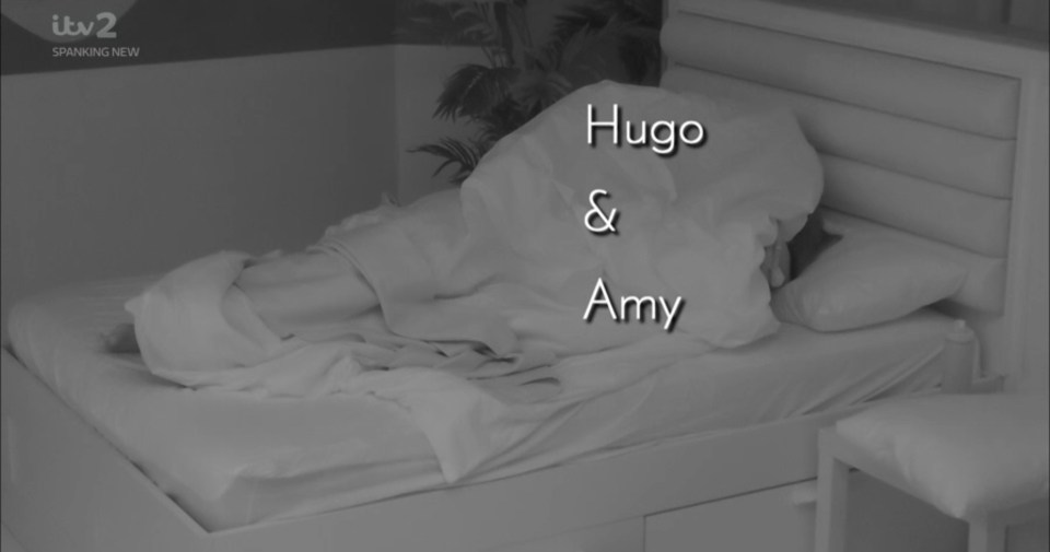 Hugo and Amy were caught on camera under the covers