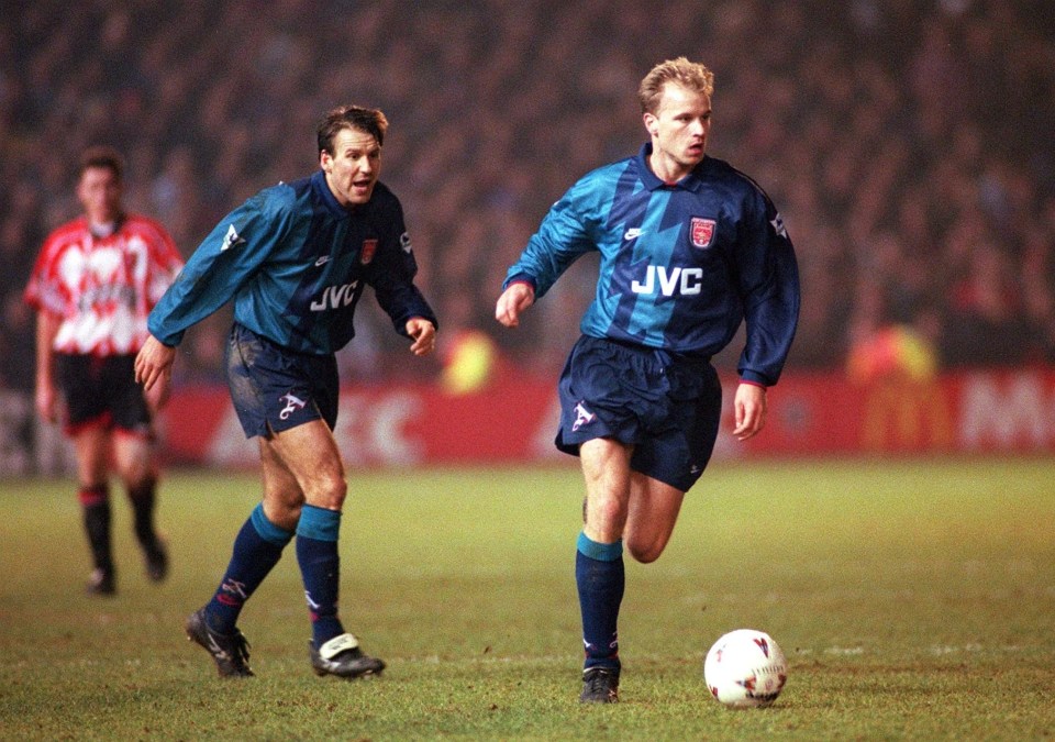 Paul Merson playing alongside Dennis Bergkamp for Arsenal