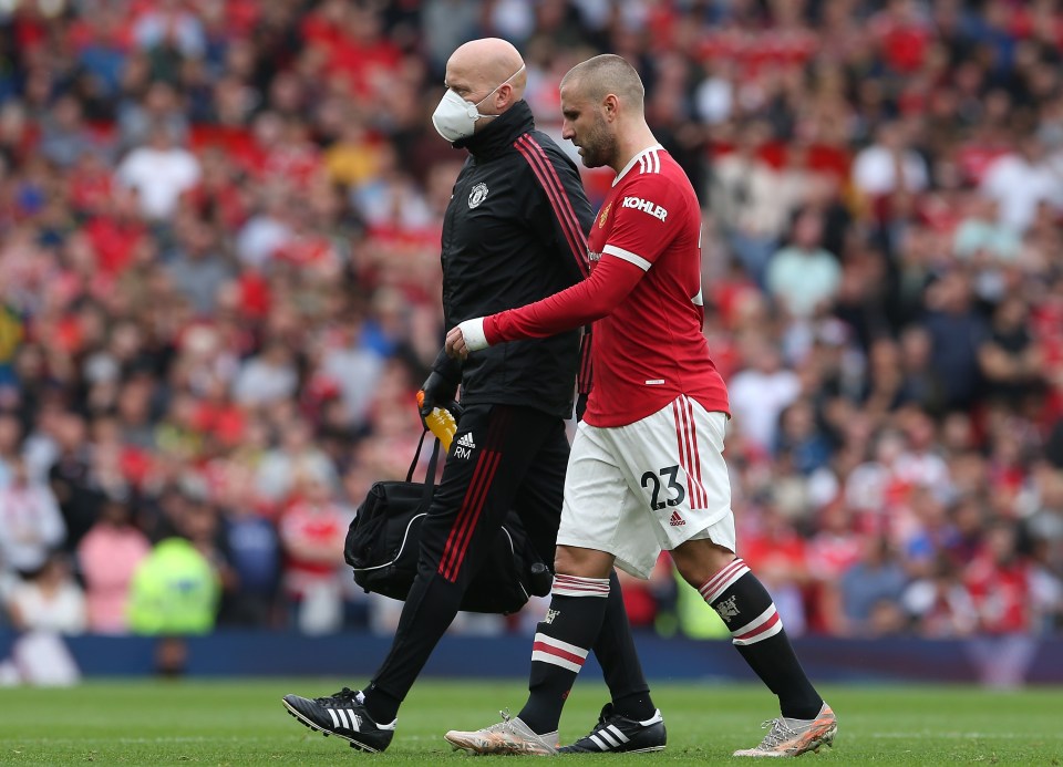 Shaw hobbled off the pitch against Villa in the first half