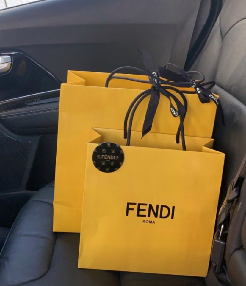 The former fashion buyer's assistant posted with two bags from Fendi