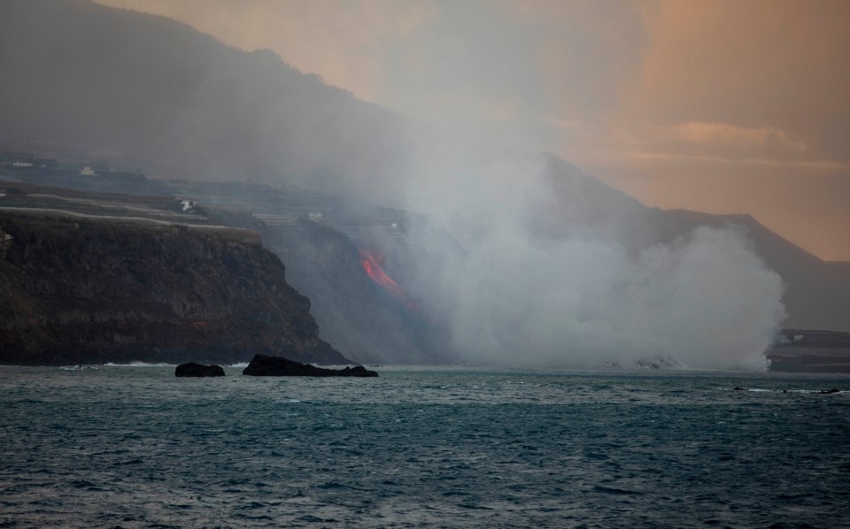 Lava reacts with sea water to produce a toxic chemical