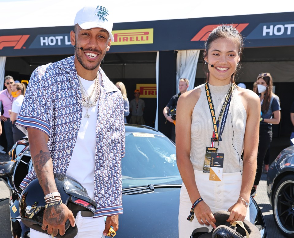 Raducanu has attended the British Grand Prix, posing for snaps with footballer Pierre-Emerick Aubameyang