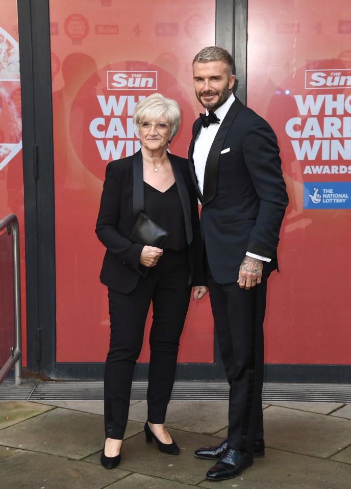 David Beckham was accompanied by his mother Sandra