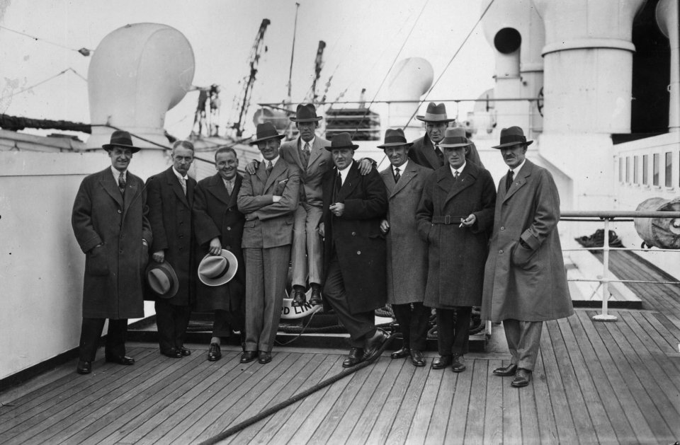 Samuel Ryder (second from left) on his way to the USA with Europe's 1927 Ryder Cup team