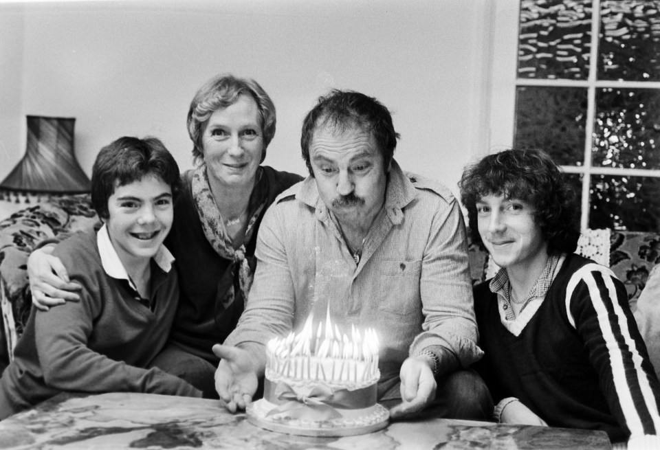 Jimmy Greaves celebrating his 40th birthday in 1980 with wife Irene and sons Danny and Andrew