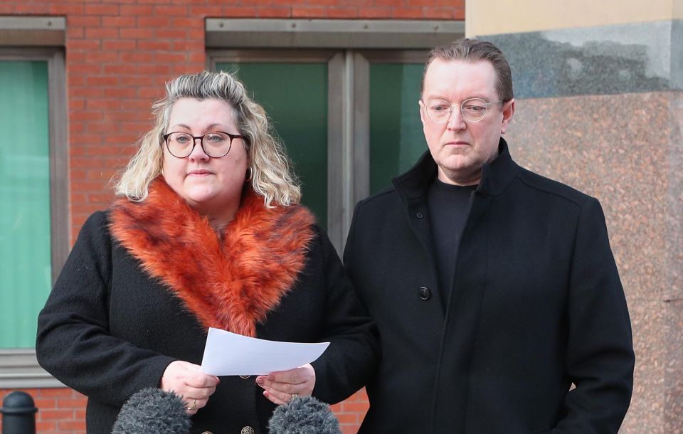 Lisa and Russell at court during the trial of Libby's killer