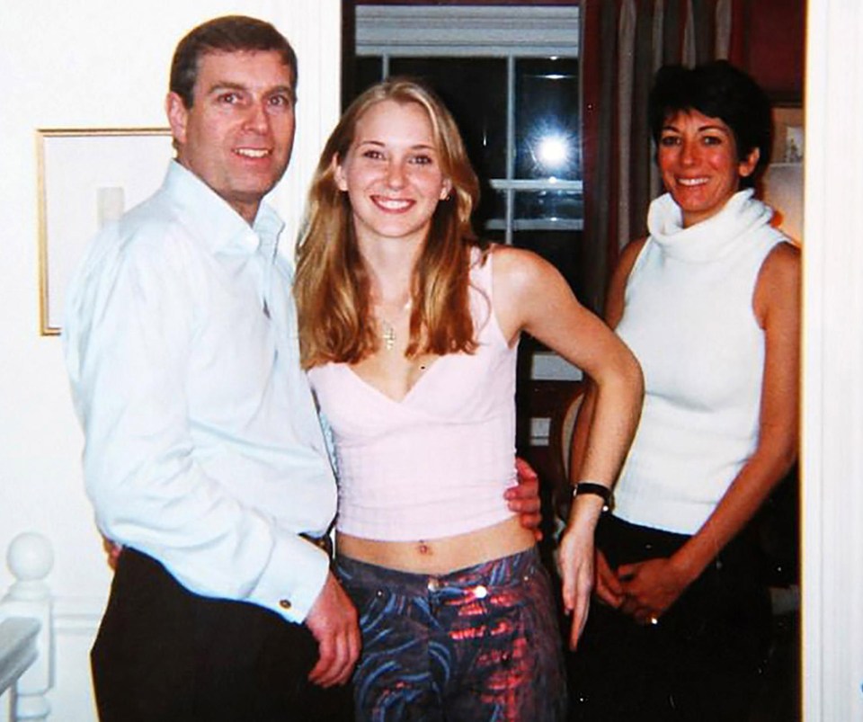 Prince Andrew pictured with his arm around Virginia Roberts, aka Virginia Giuffre