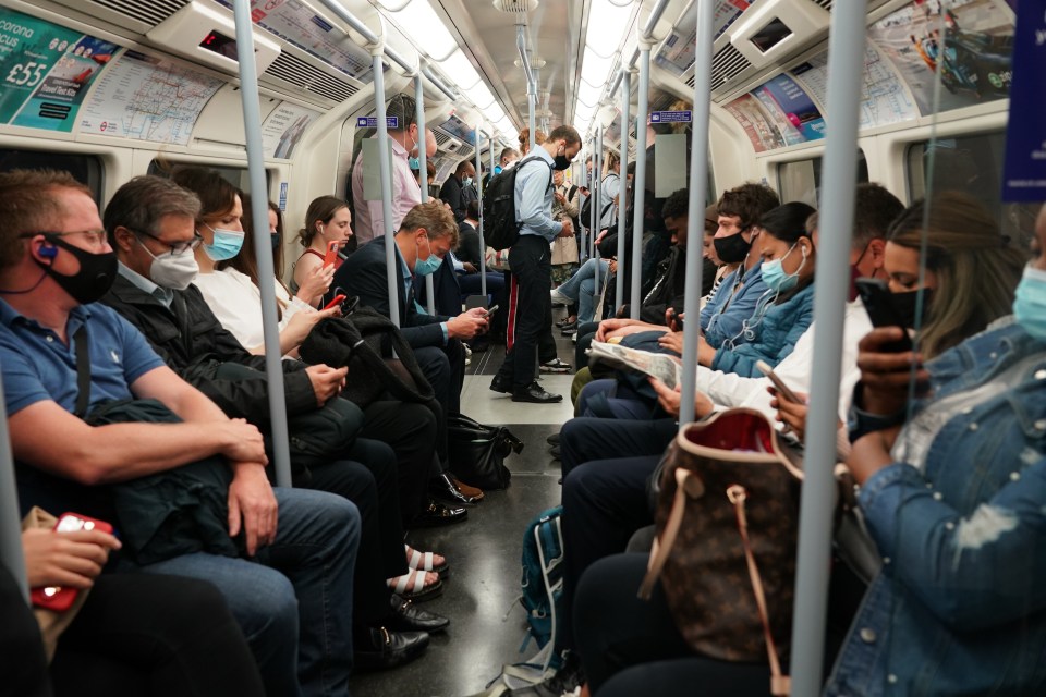 The UK is moving into autumn with high Covid cases and the threat of flu. Pictured: A busy London Underground