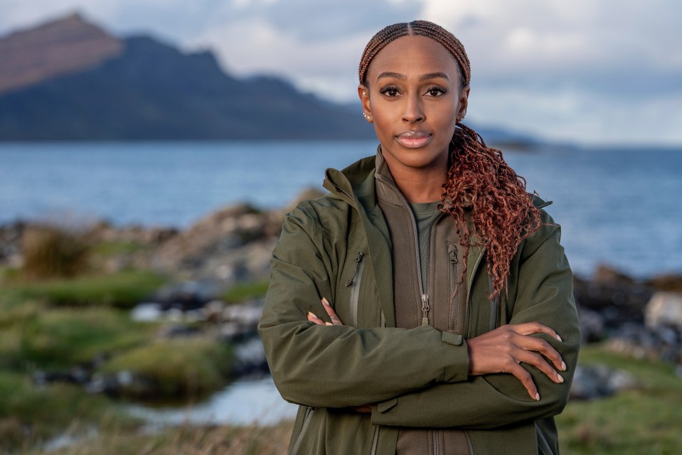 Alexandra Burke turns on the charm to befriend interrogator Dilksy in the Celebrity SAS: Who Dares Wins final on Sunday