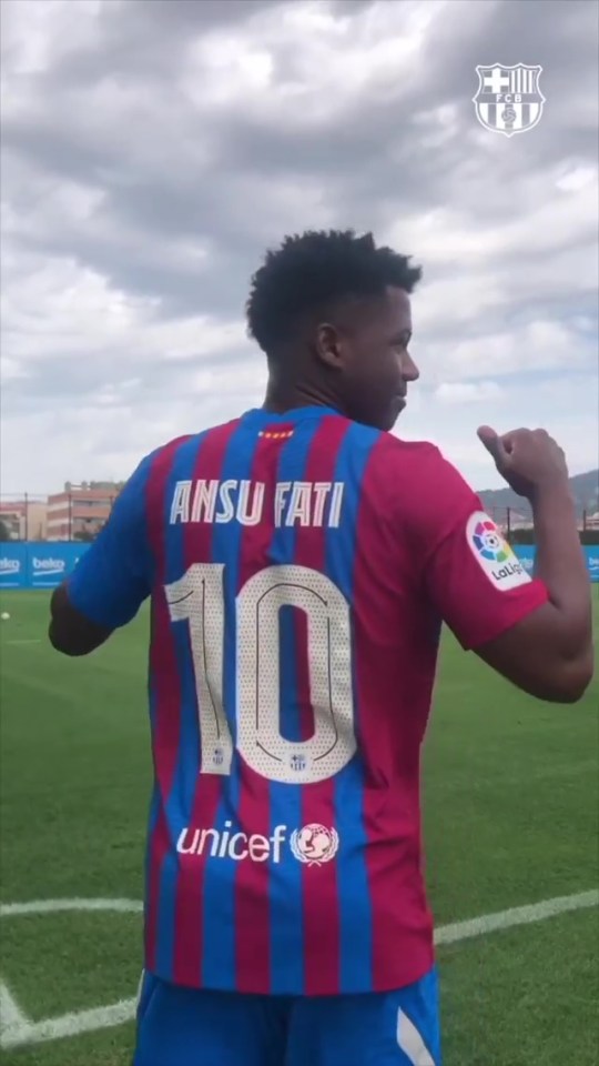 Fati showed off his No10 shirt on Wednesday