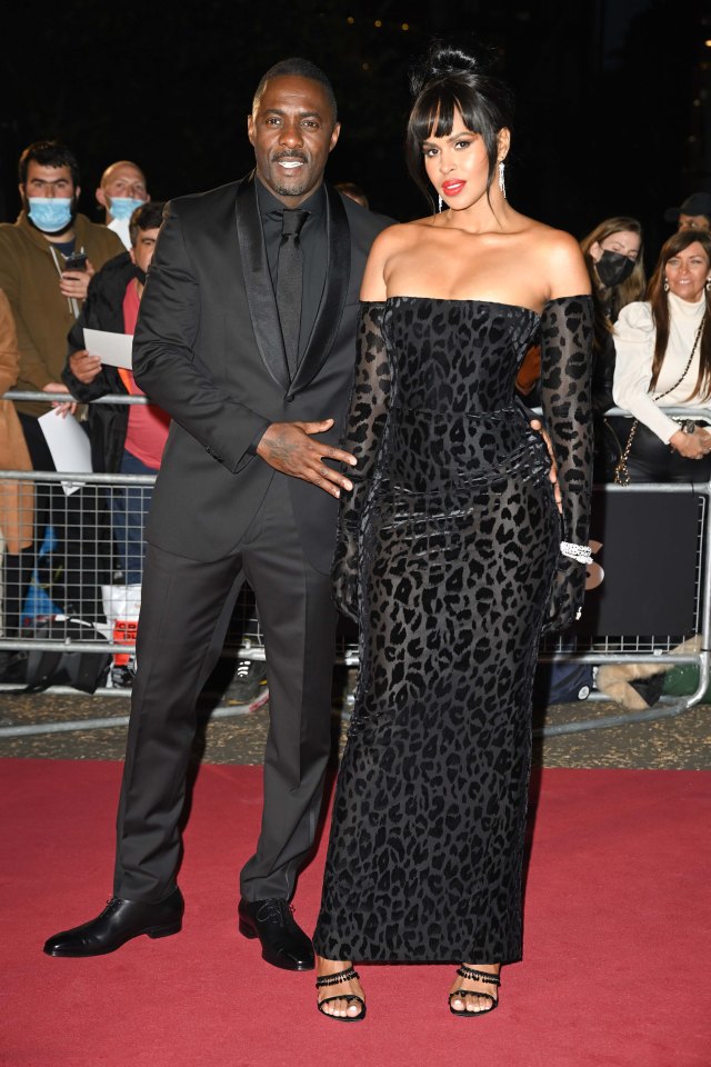 Idris Elba and wife Sabrina Dhowre matched in chic black outfits for their hosting duties